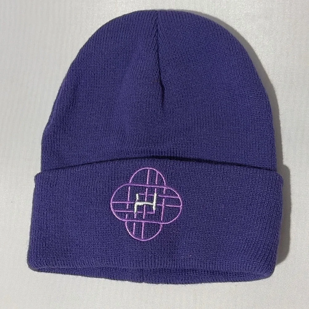 Netflix K-Pop Demon Hunters Purple Knit Beanie Hat Embroidered Logo OSFM